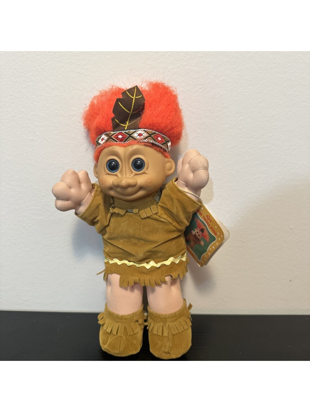 Russ Native American Indian Troll Doll Orange Headdress Wigwam Plush Stuffed Toy